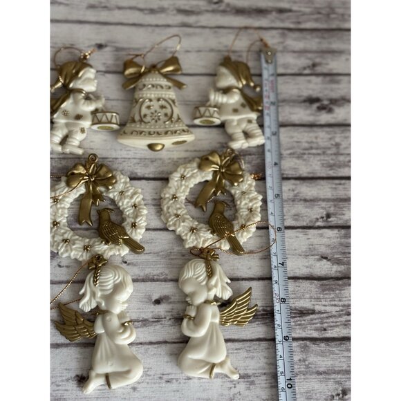 7 Victorian Style Ivory & Gold Vintage Holiday Christmas Tree Ornaments - Picture 10 of 10